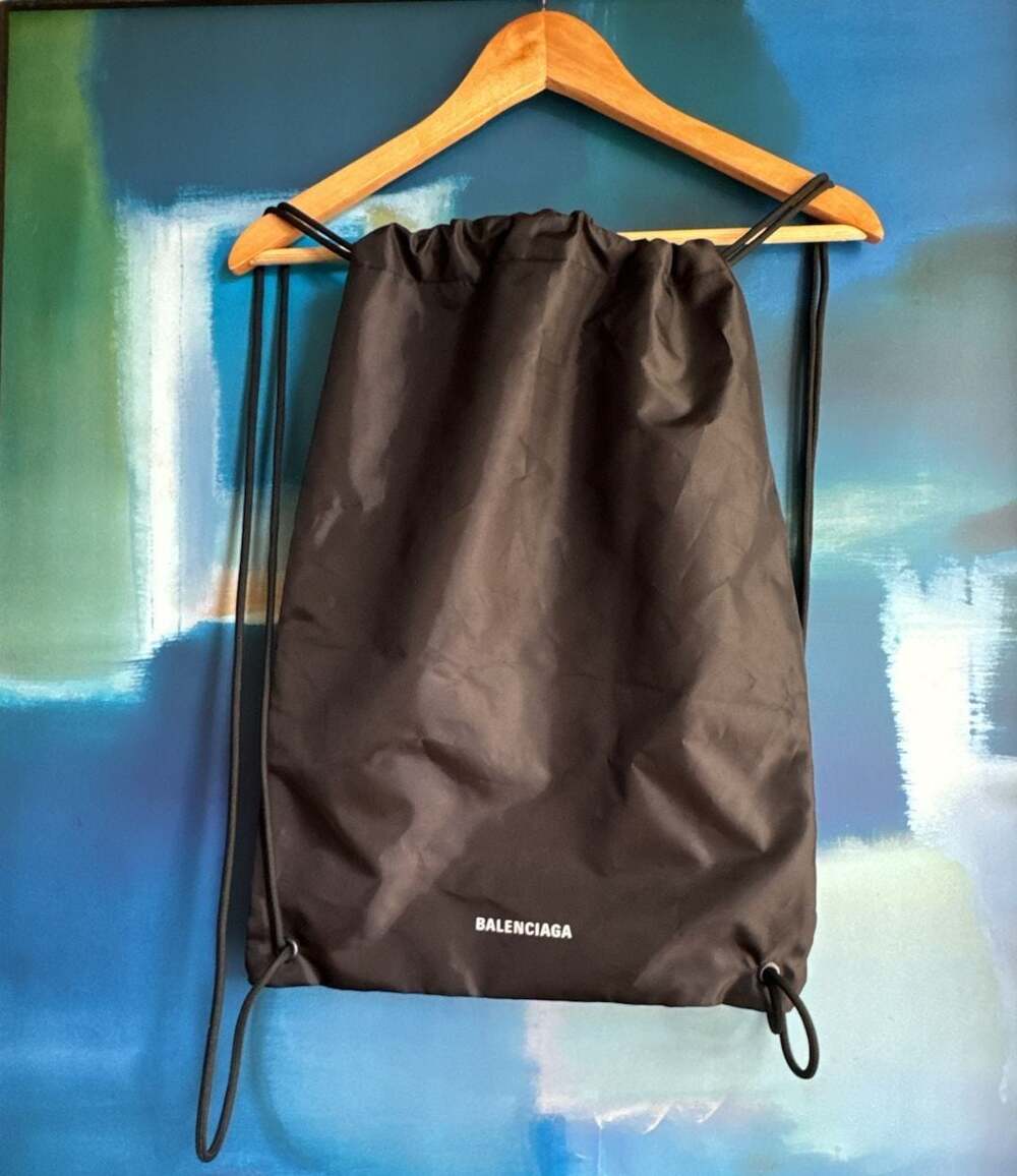 Balenciaga Black Nylon Drawstring Gym Dust Bag Backpack